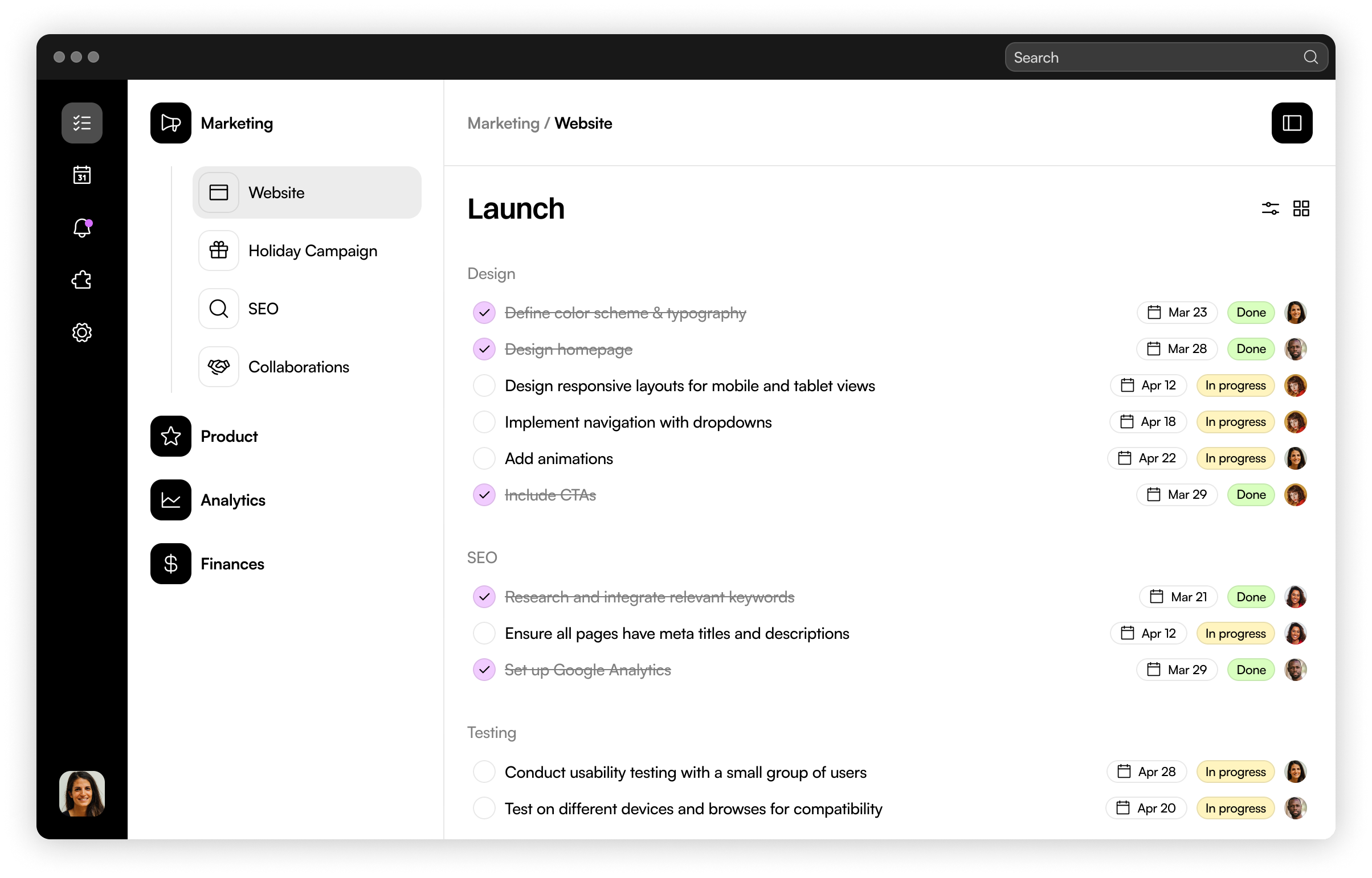 Prodway product dashboard